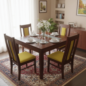 S Cushion Dining with 4 Chairs