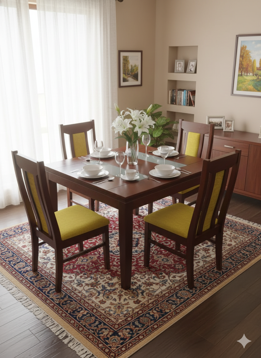 S Cushion Dining with 4 Chairs